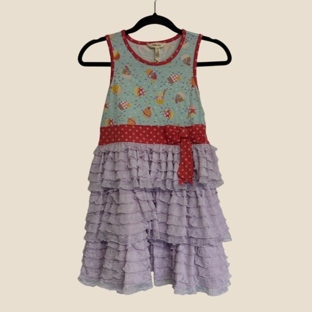 Matilda Jane Size 10 Lets Eat Cake Cupcake Lavender Ruffle Tutu Dress Sleeveless
